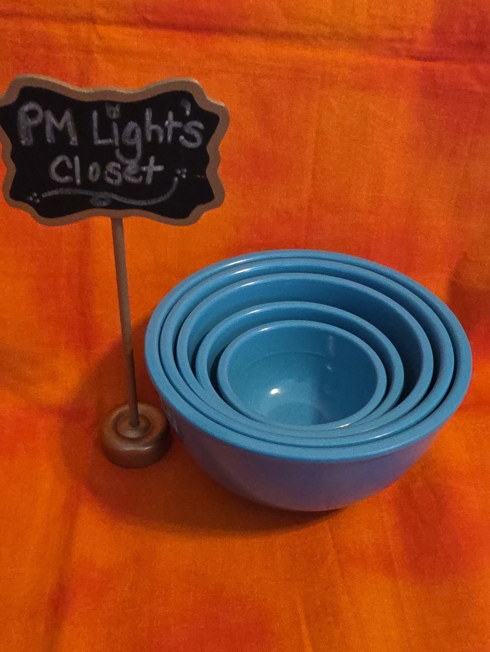 Set of 5 Nesting Measuring Bowls Blue Melamine